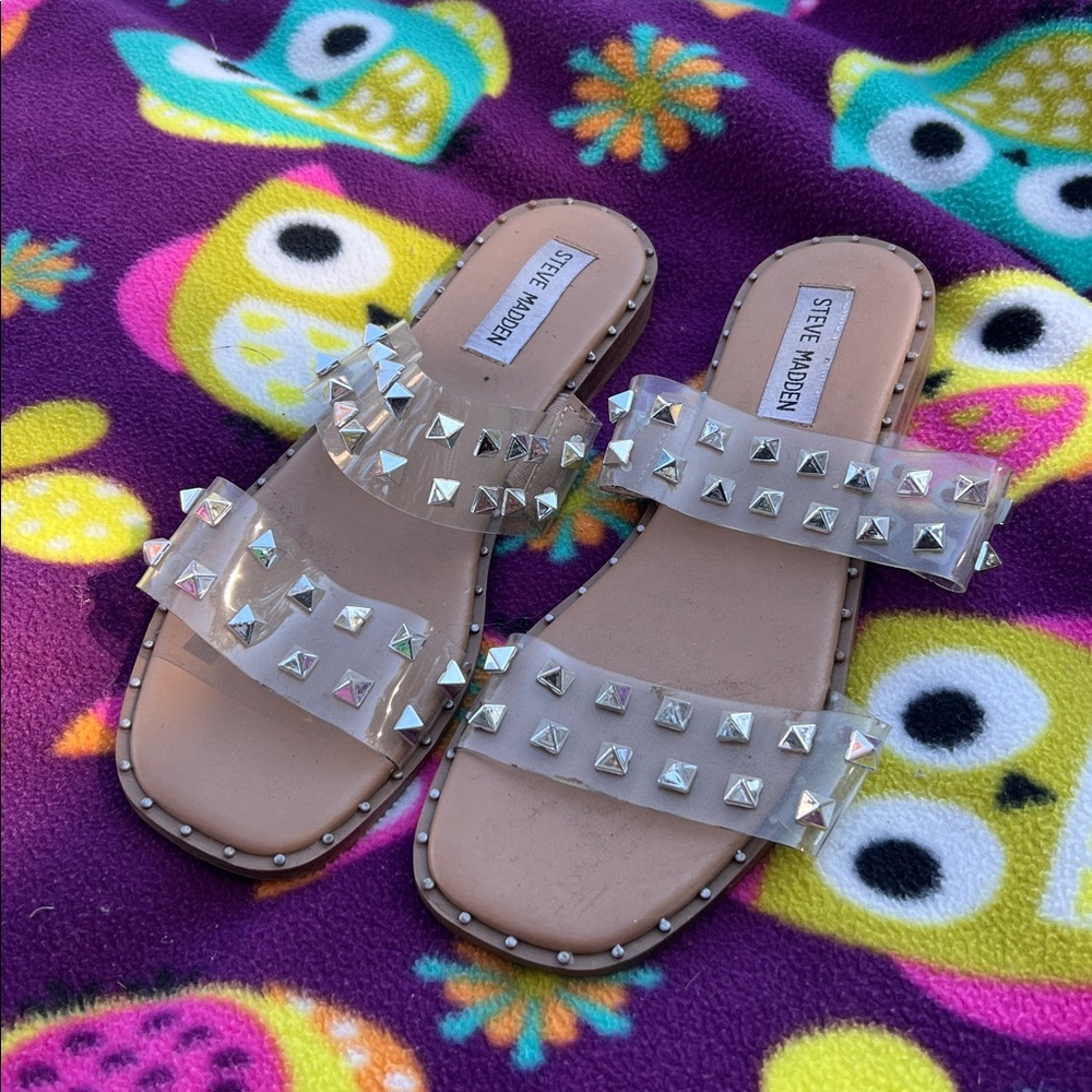 Steve Madden Clear Studded Sandals